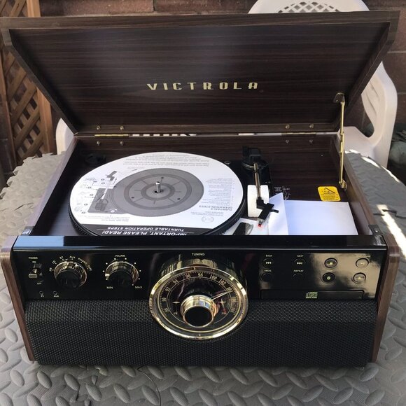 Victrola - Empire Bluetooth 6-in-1 Record Player - Gold/Brown/Black - Picture 3 of 11